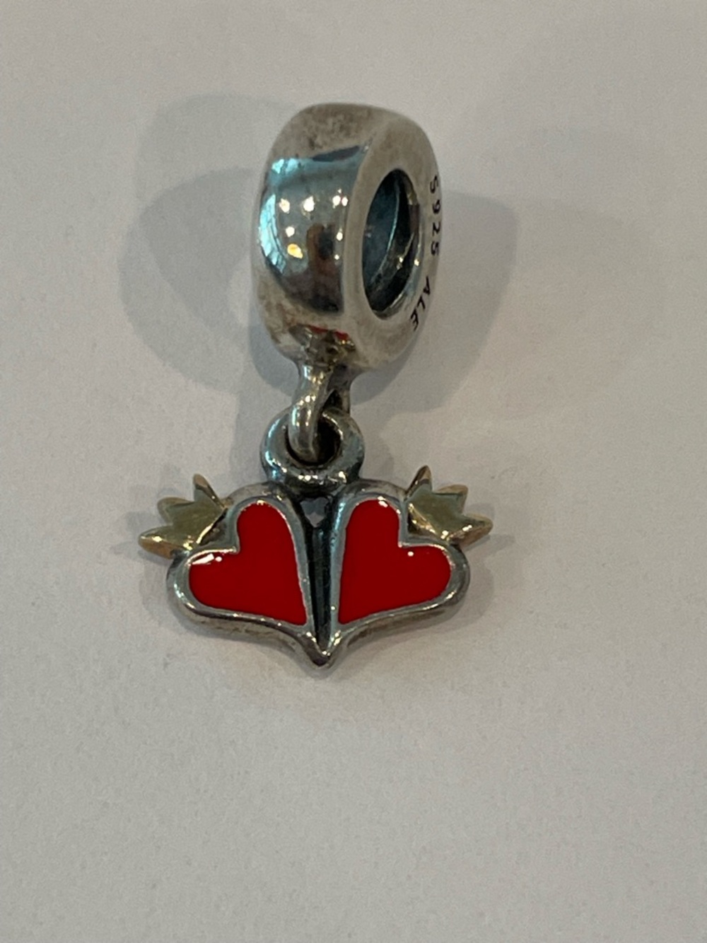 Pandora Retired Double Red Heart Charm